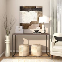 The Novogratz 2.5ft. Cream Metal Tall Art Deco Fluted Floor Vase