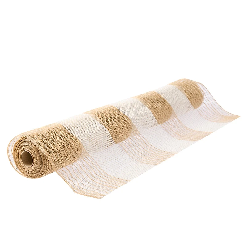 21" x 18ft. Jute Mesh Striped Ribbon by Celebrate It® Occasions™