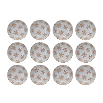 Hello Honey® 6" White & Orange Stoneware Snowflake Dinnerware Bowls, 12ct.