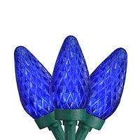 50ct. Blue LED Faceted C9 Christmas String Lights with Green Wire
