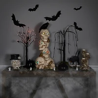 27.5" LED Skull Tower with Raven Halloween Decoration