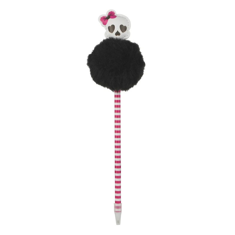 8" Black & White Skull Pom Pom Pen by Creatology™