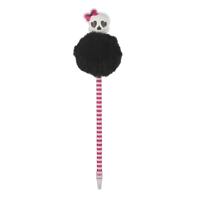 8" Black & White Skull Pom Pom Pen by Creatology™