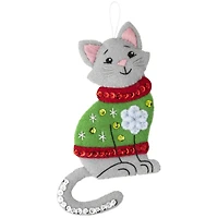 Bucilla® Cats in Ugly Sweaters Felt Ornaments Applique Kit Set