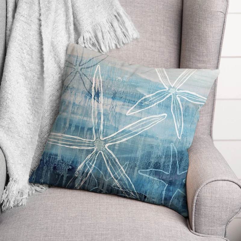 Drawn Starfish Throw Pillow