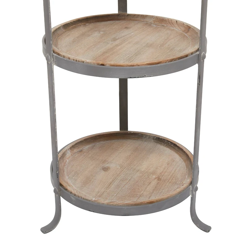 28" Gray Iron Industrial Accent Table
