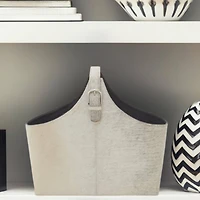 White Leather Modern Magazine Rack Holder