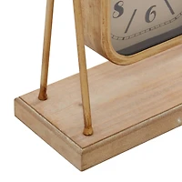 11" Gold Wood Farmhouse Swing Clock