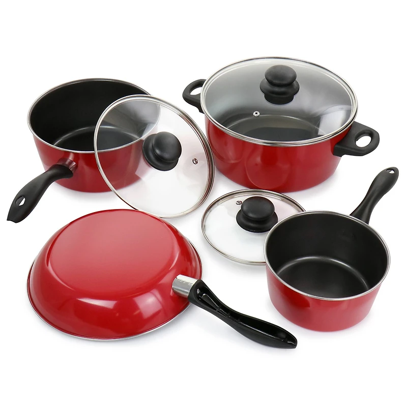 Gibson Home® Armada 7-Piece Red Nonstick Carbon Steel Cookware Set