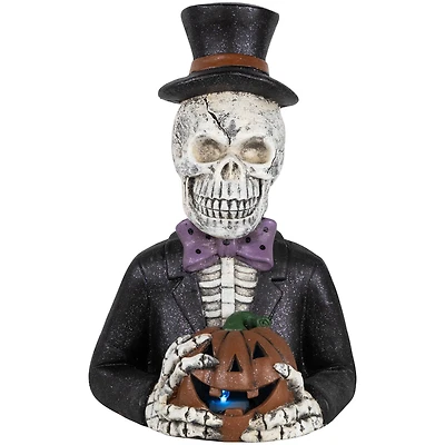 23.5" LED Skeleton with Jack-O-Lantern Halloween Decoration