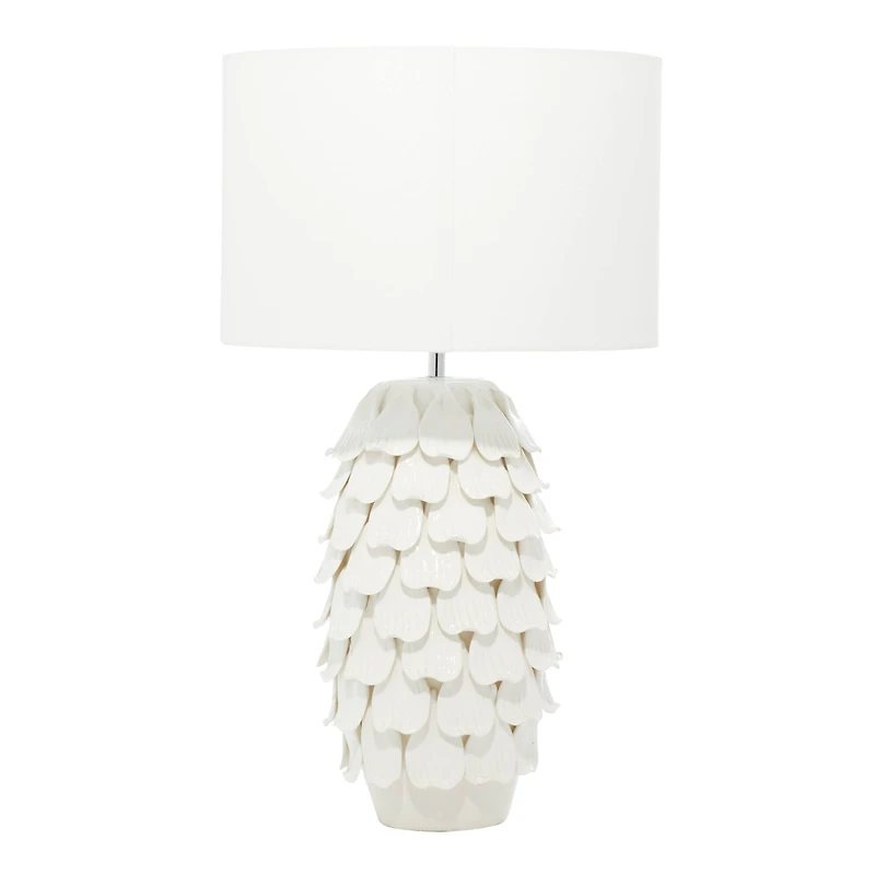 28" White Ceramic Coastal Table Lamp