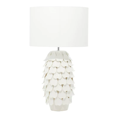 28" White Ceramic Coastal Table Lamp