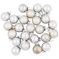 24ct. 1" 2-Finish Silver Glass Ball Ornaments