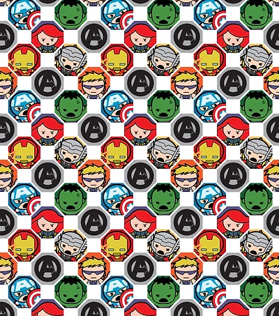 Marvel Kawaii Hex Grid Super Hero Cotton Fabric