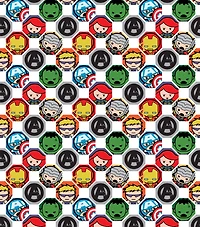 Marvel Kawaii Hex Grid Super Hero Cotton Fabric
