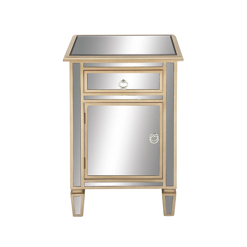 Beige Mirror Glam Cabinet, 30" x 19" x 15"