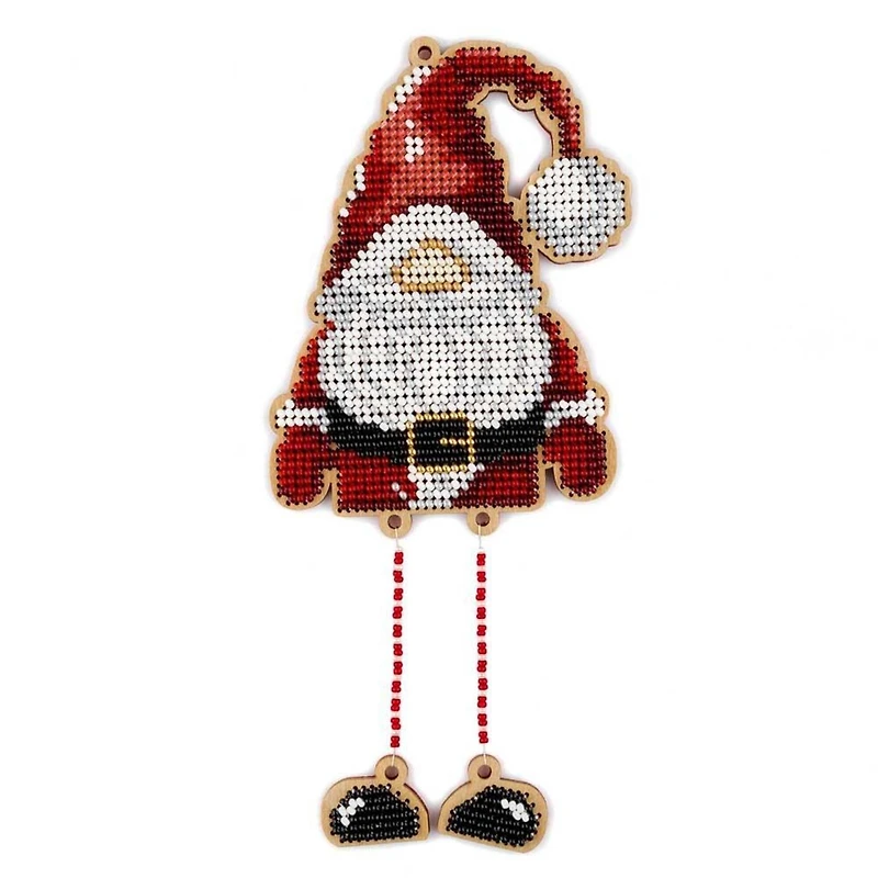 Wonderland Crafts Gnome Santa Bead Embroidery on Wood Kit