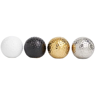 4" Hammered Detail Ceramic Ball Sculpture Set