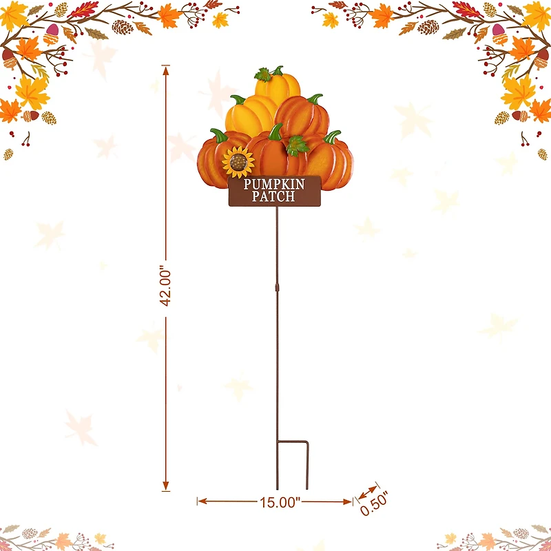 Glitzhome® 42" Fall Metal Pumpkins Stack Yard Stake