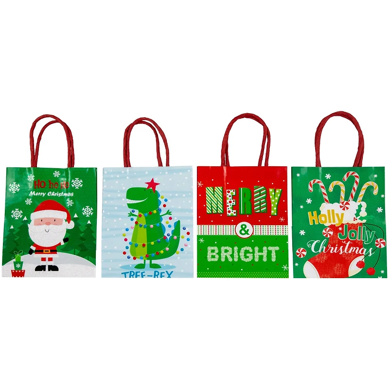 20-Count Assorted Paper Christmas Themed Gift Bags