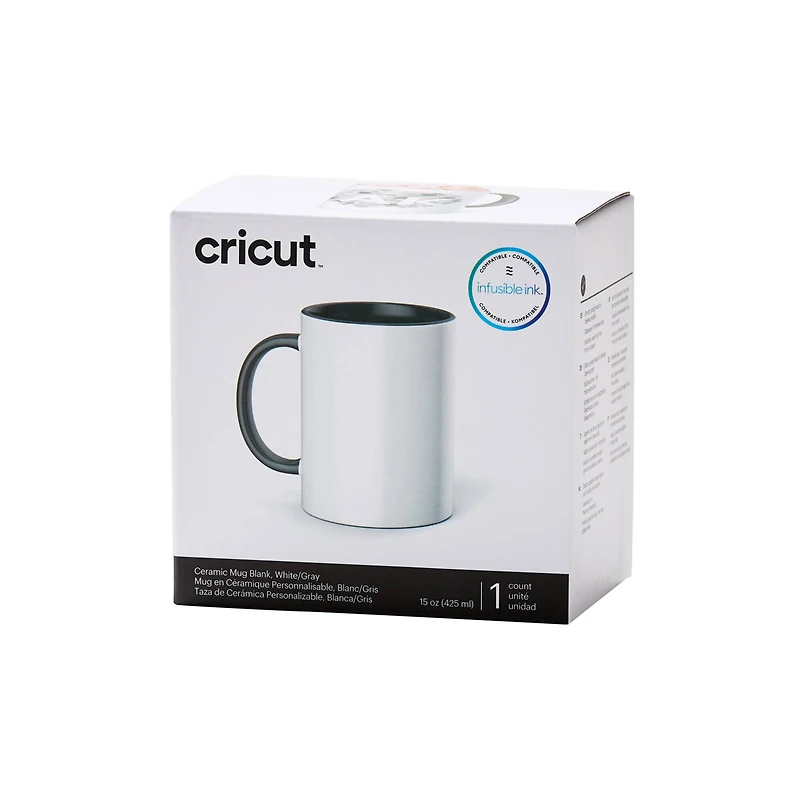 8 Pack: Cricut® 15oz. White & Gray Ceramic Mug Blank