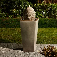 Glitzhome® 36" Oversized Sand Beige LED Ceramic Pedestal Fountain