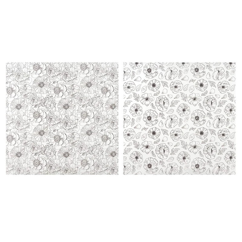 12" x 12" Black & White Floral Sublimation Sheets, 2ct. by Make Market®