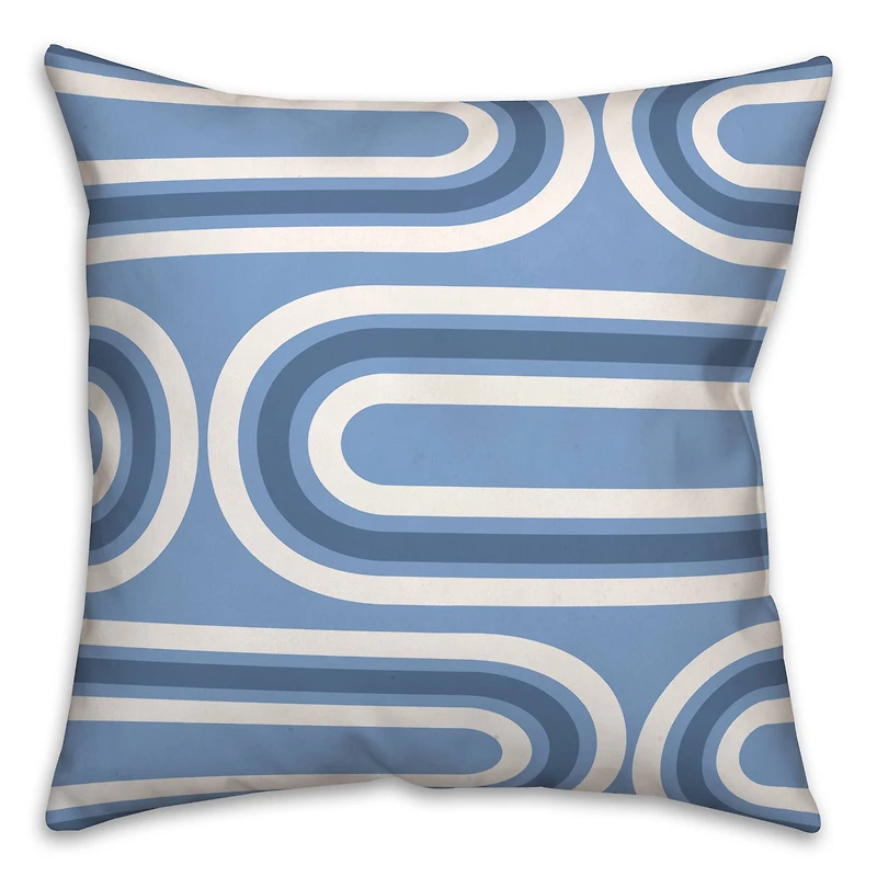 Groovy Blue Lines Throw Pillow