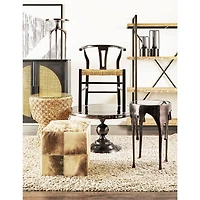 Black Aluminum Drip Accent Table with Melting Designed Legs and Shaded Glass Top 16" x 16" x 25"