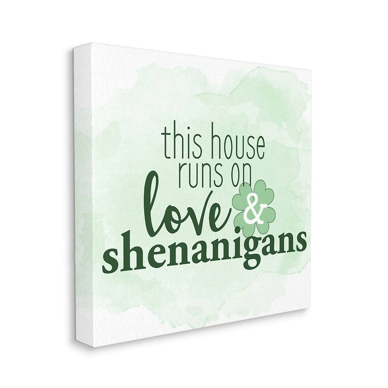 Stupell Industries Love & Shenanigans Family Shamrock Phrase Canvas Wall Art
