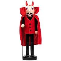 Red Wooden Devil Holding Pitch Fork Halloween Nutcracker