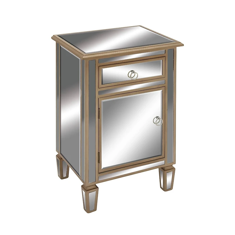 Beige Mirror Glam Cabinet, 30" x 19" x 15"