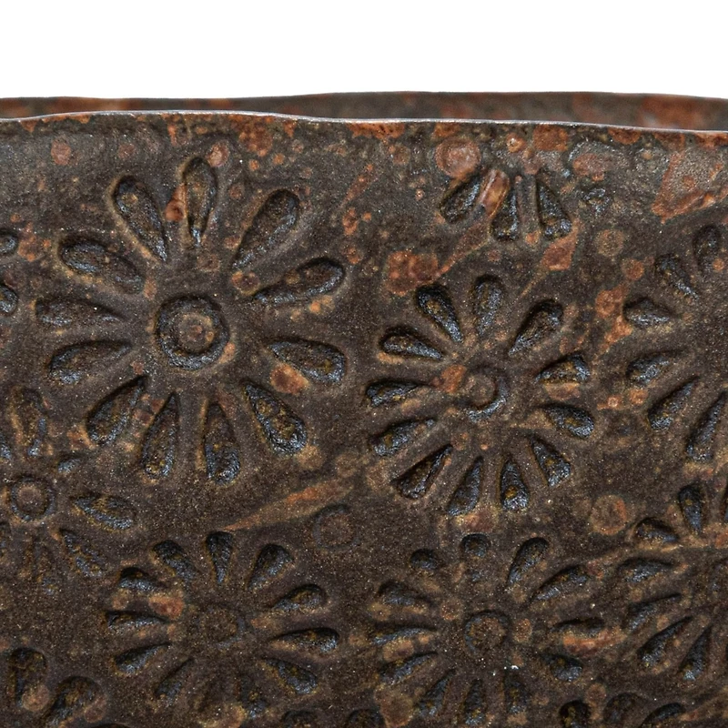 Hello Honey® 10" Brown Debossed Stoneware Bird Bowl with Reactive Glaze, 2ct.