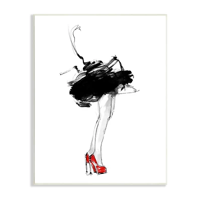 Stupell Industries Abstract Female Fashion Illustration Red Heels Tutu Wall Plaque