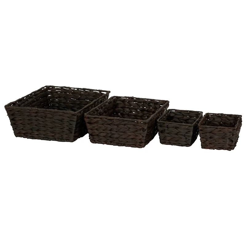 Household Essentials Dark Brown Wicker Storage Basket Set