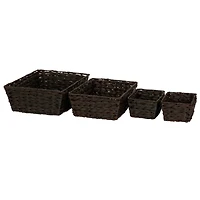 Household Essentials Dark Brown Wicker Storage Basket Set