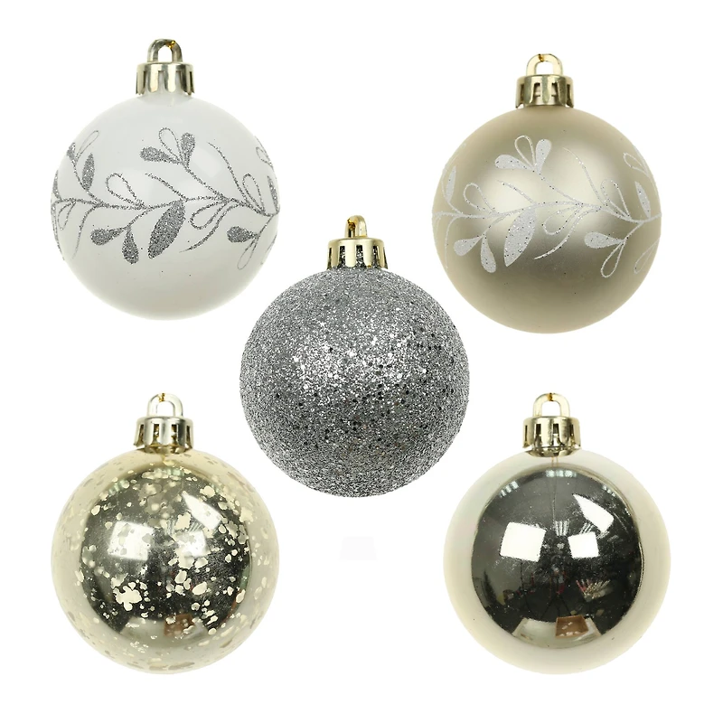 5 Pack 2.2" Silver & Gold Shatterproof Ball Ornaments by Ashland