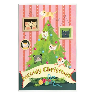 Stupell Industries Meowy Christmas Cat Tree Wall Plaque Art