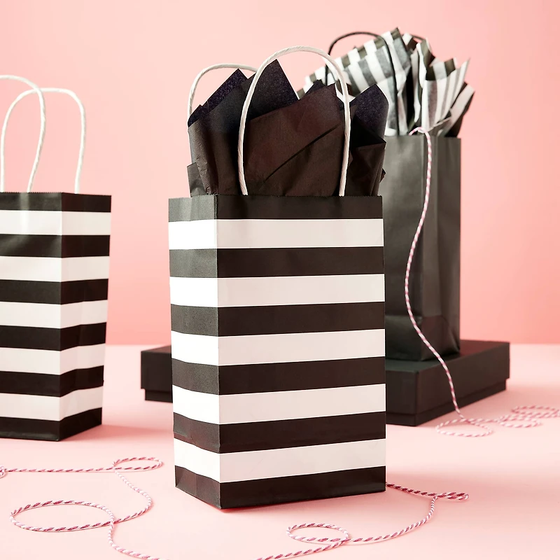 Small Black & White Striped Gift Bags by Celebrate It™, 13ct.