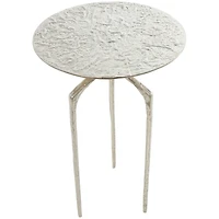 Silver Aluminum Geometric Slim Textured Accent Table