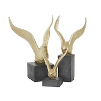 Set of 3 Gold Polystone Birds Sculpture 14", 15", 9"