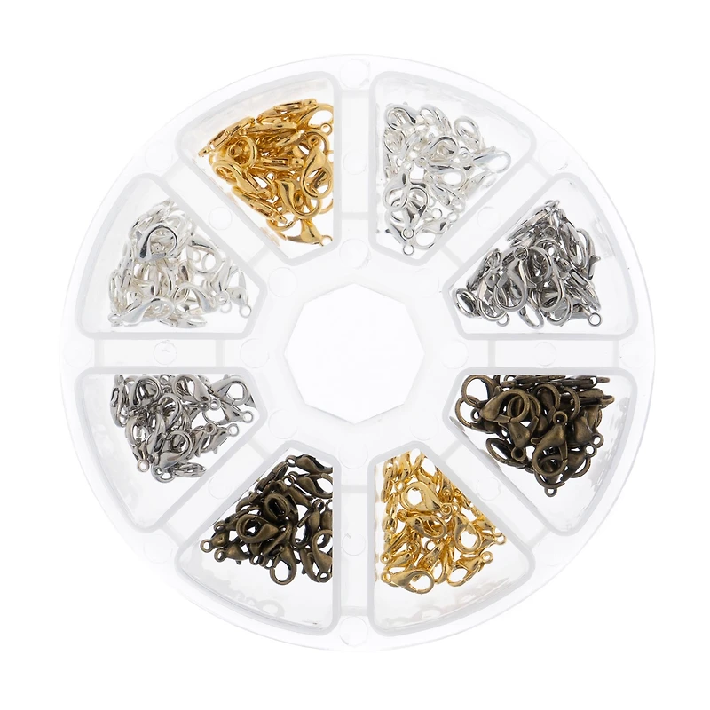 John Bead Lobster Clasps Assortment Round 8 Slot Jewelry Making Kit, 160ct.
