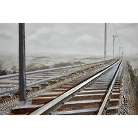 Gray Industrial Railroad Canvas Wall Art, 53" x 44"