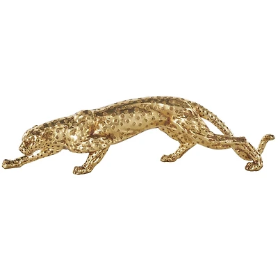 25.5" Gold Leopard Sculpture with Textured Spots