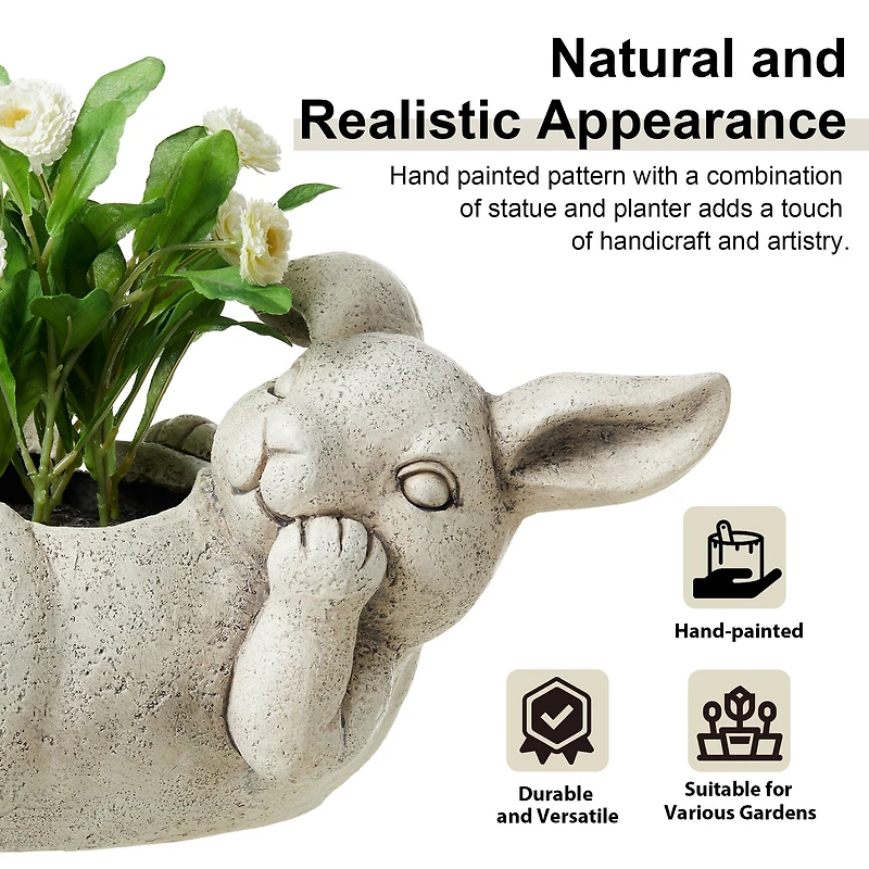 Glitzhome® 14.25" Rabbit Statue Planter