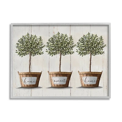 Stupell Industries Young Fruit Trees Charming Baskets Home Sweet Home in Frame Wall Art