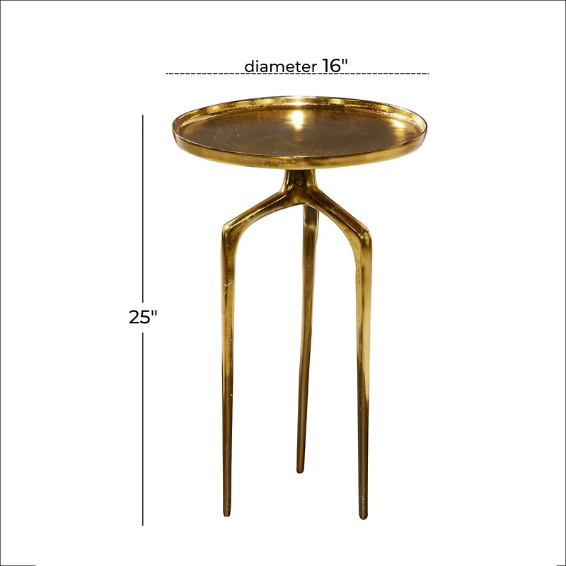 25" Gold Aluminum Contemporary Accent Table