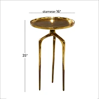 25" Gold Aluminum Contemporary Accent Table
