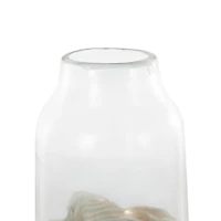 Dark Blue Glass Abstract Textured Swirl Decorative Vase Set with Gold & Cream Accents