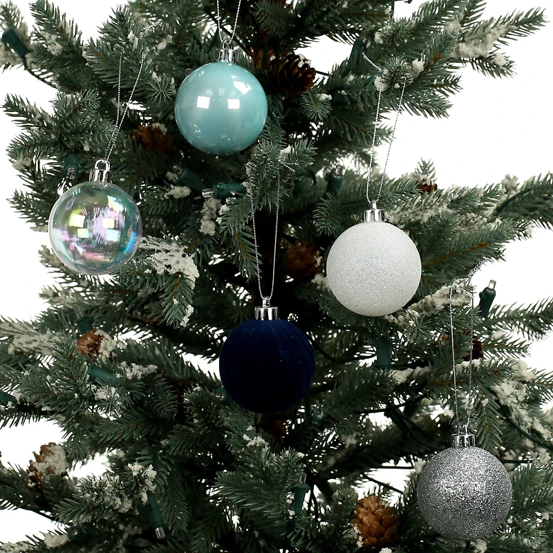 5 Pack 2.2" Blue & Silver Shatterproof Ball Ornaments by Ashland